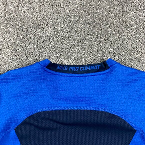 Nike Pro Combat Shirt Men's Large Hyperwarm Shield Fitted Long Sleeve Blue - Picture 5 of 14